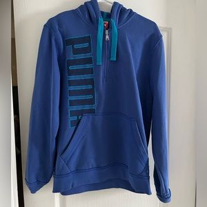 Puma hoodie in blue with half zip